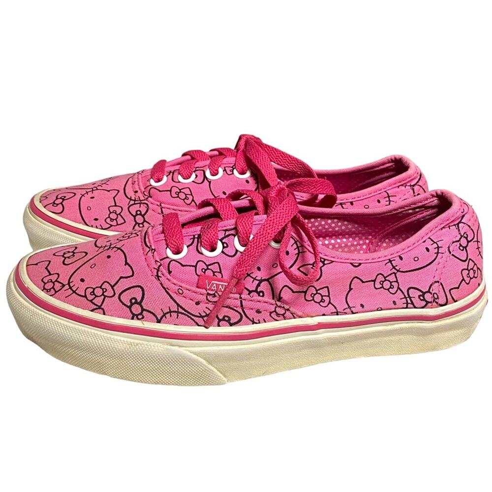 Vans Women’s Sz 5.5 Hello Kitty Canvas Low Top Skate Shoes Lace Up Pink Sneakers